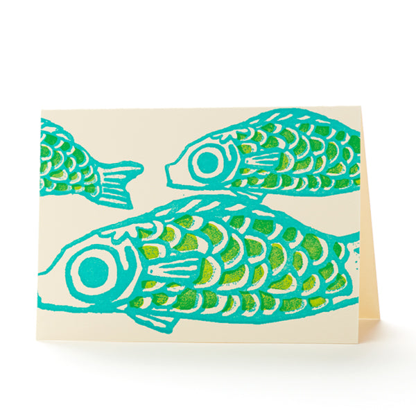 4B-125B School of fish, Letterpress card set of 6