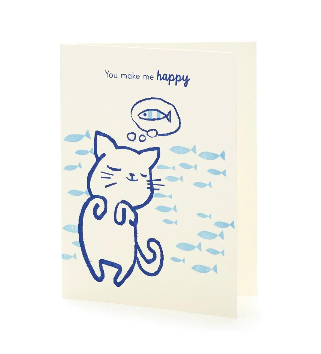 A2-278 Cat "You Make Me Happy" Letterpress Card