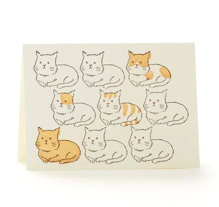 4B-147B -- Cats letterpress card set of 6