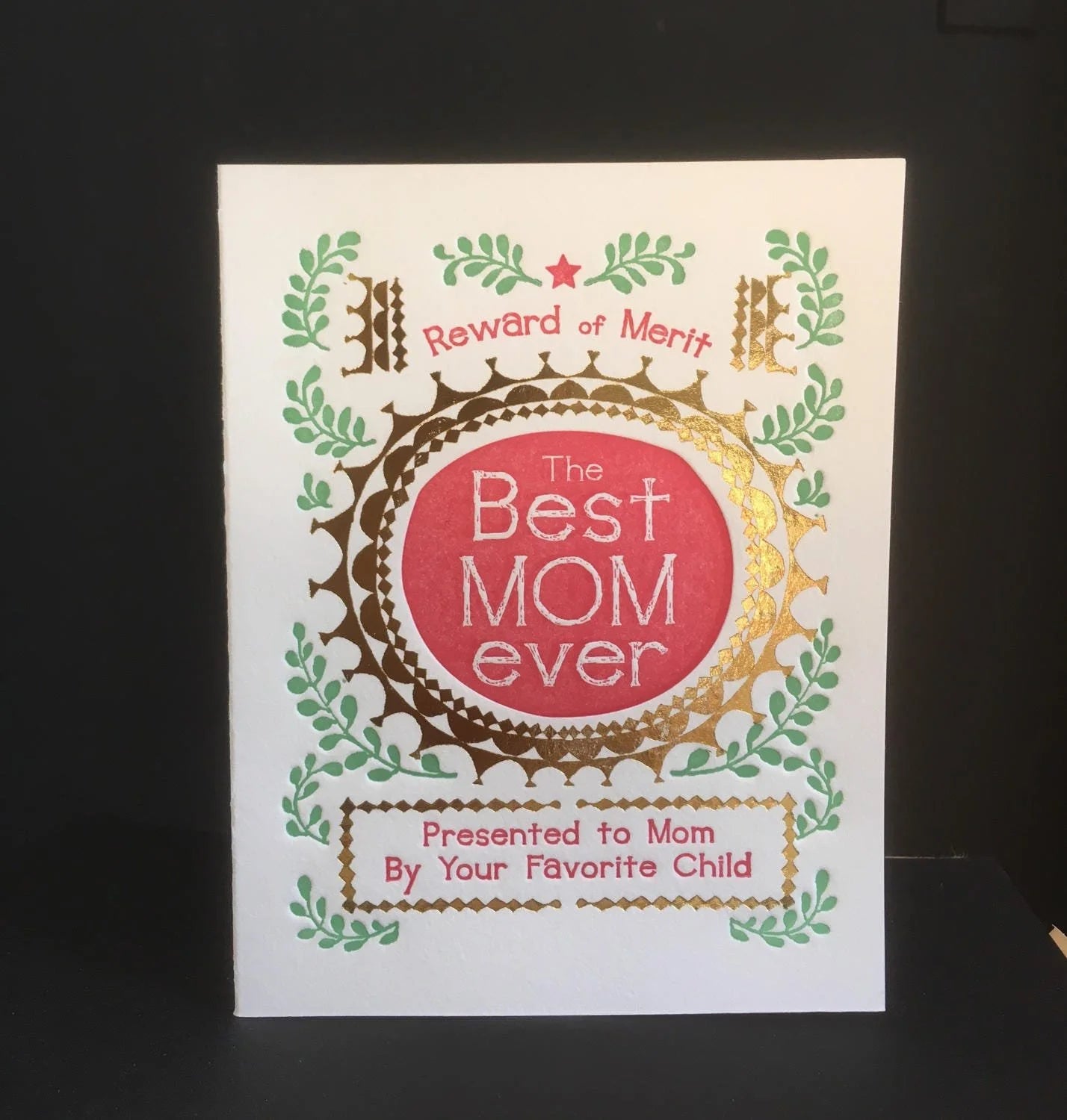 A2-154 Reward of Merit for mom letterpress card