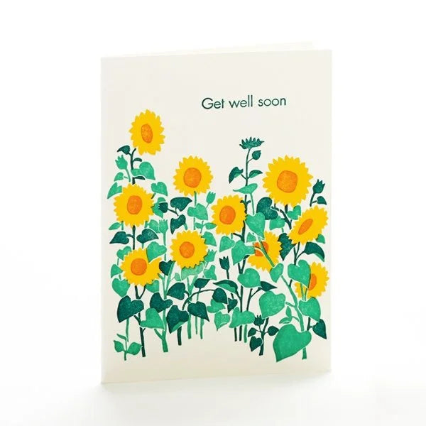 A2-262 Sunflowers "Get well soon" letterpress card