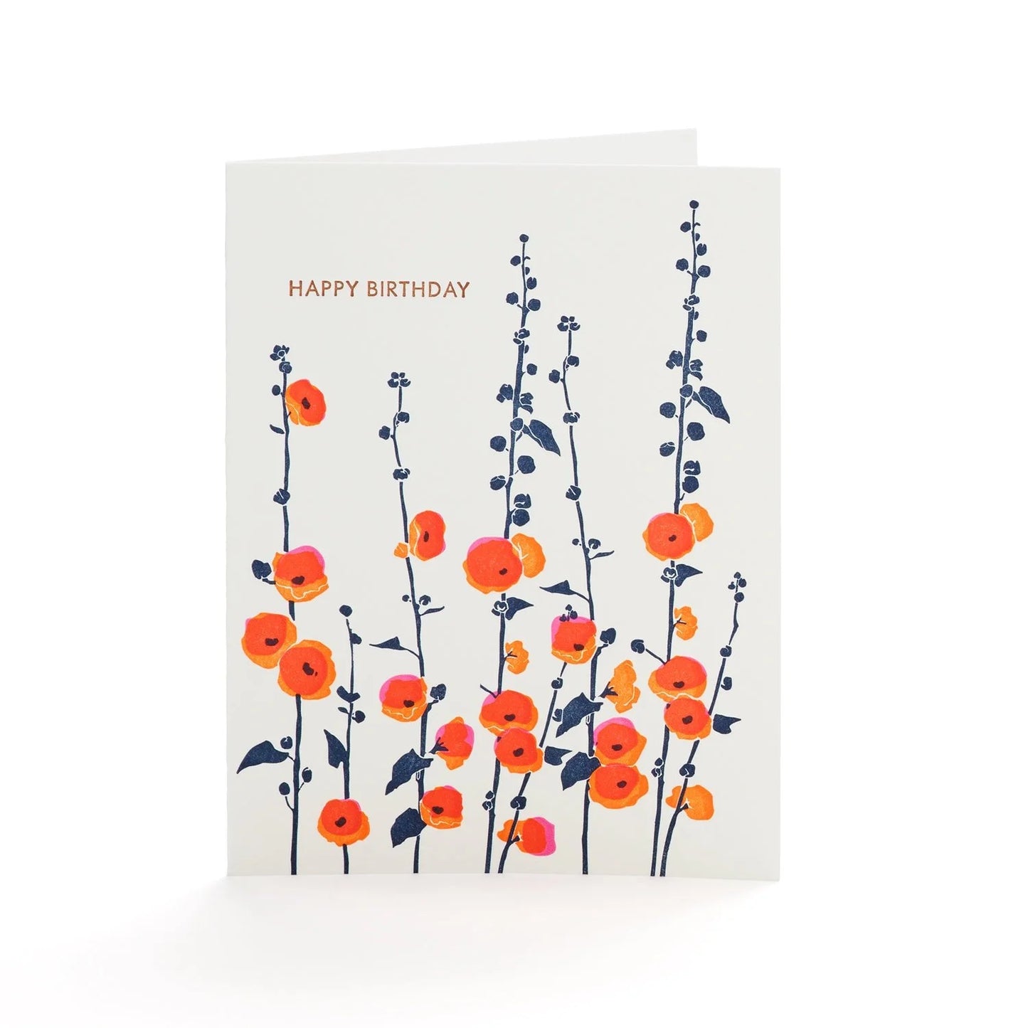 A2-252 Happy Birthday Hollyhocks Card