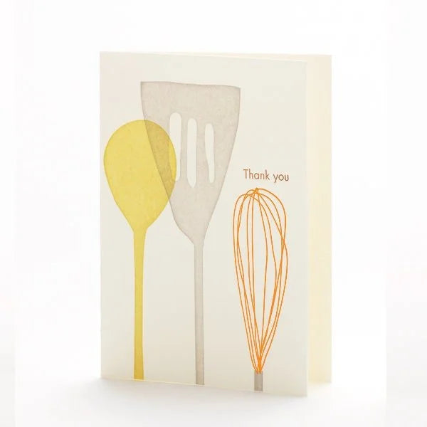 4B-129 Kitchen Utensils, Thank you letterpress notecard set of 6