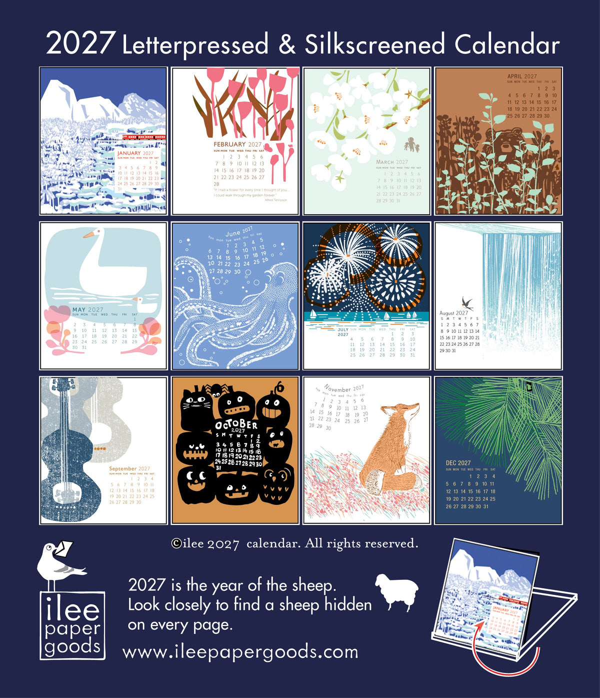 2027 Letterpress & silkscreen calendar no case