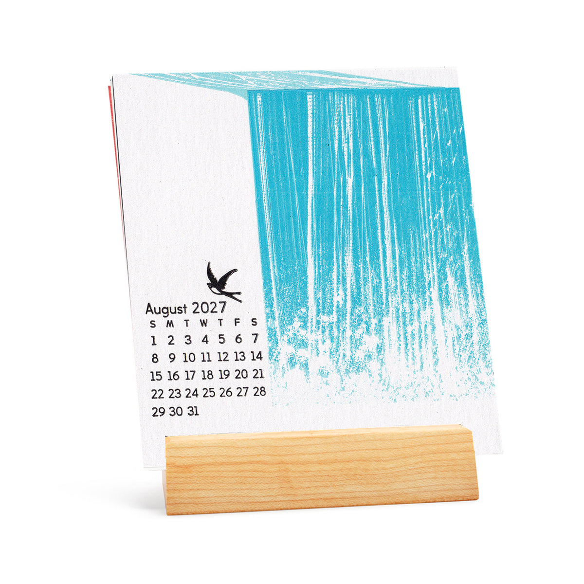 2027 Letterpress & silkscreen calendar with Wood Stand
