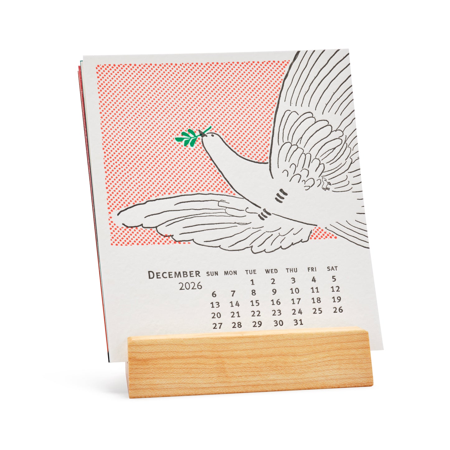 2026 Letterpress & silkscreen calendar with Wood Stand