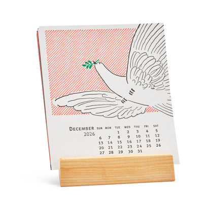 2026 Letterpress & silkscreen calendar with Wood Stand