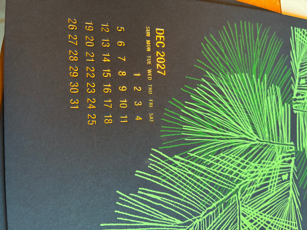 2027 Letterpress & silkscreen calendar with Wood Stand