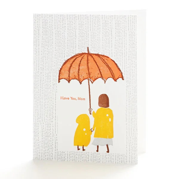 A2-61 Rain "I love you, mom" letterpress notecard