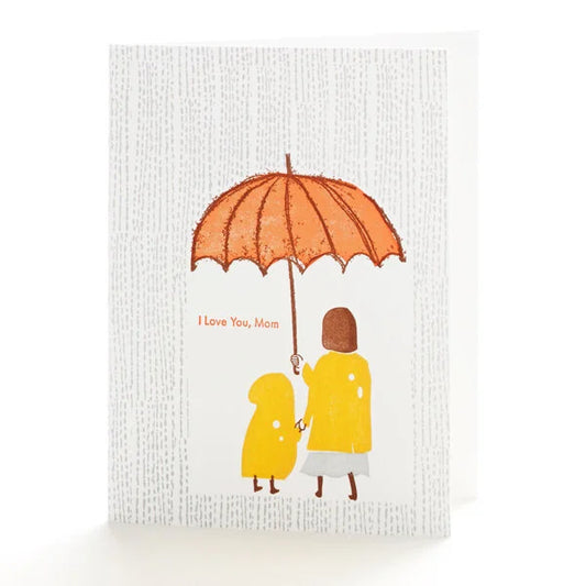 A2-61 Rain "I love you, mom" letterpress notecard