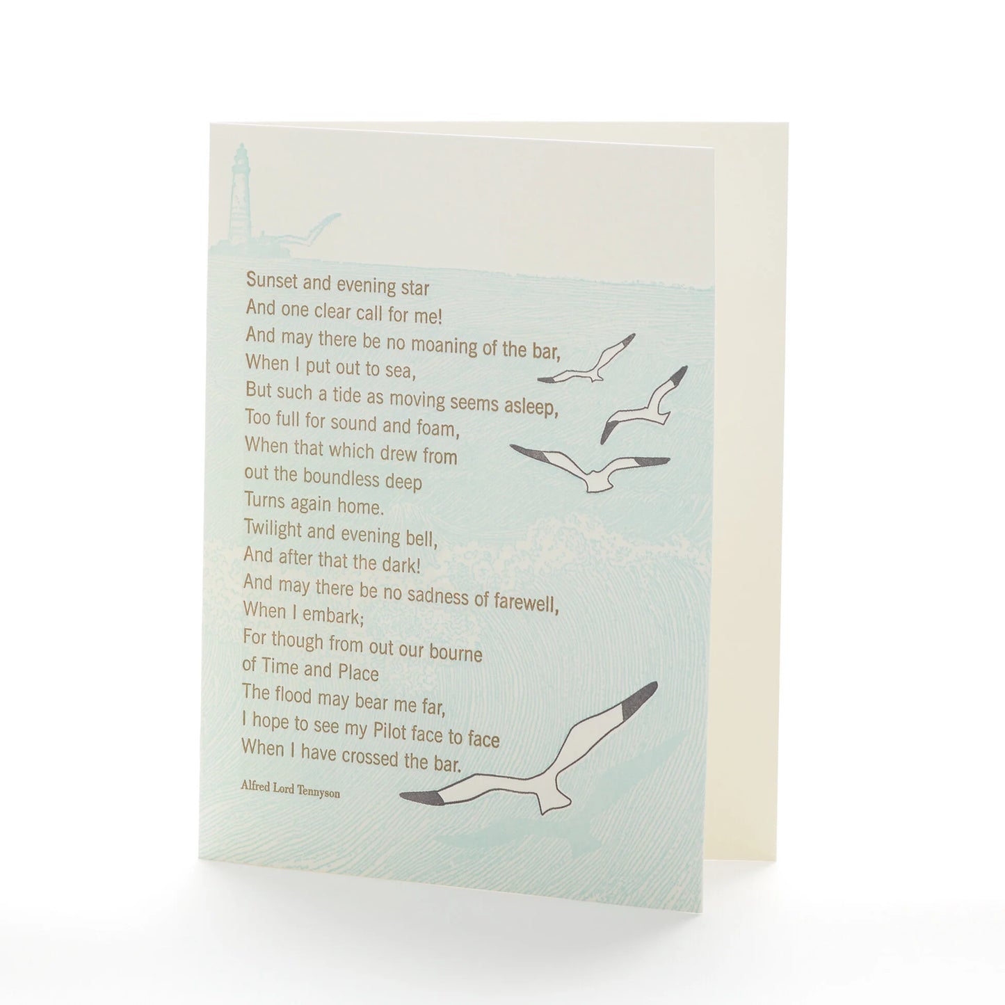 A2-75 Waves Crossing the bar poem Letterpress NoteCard