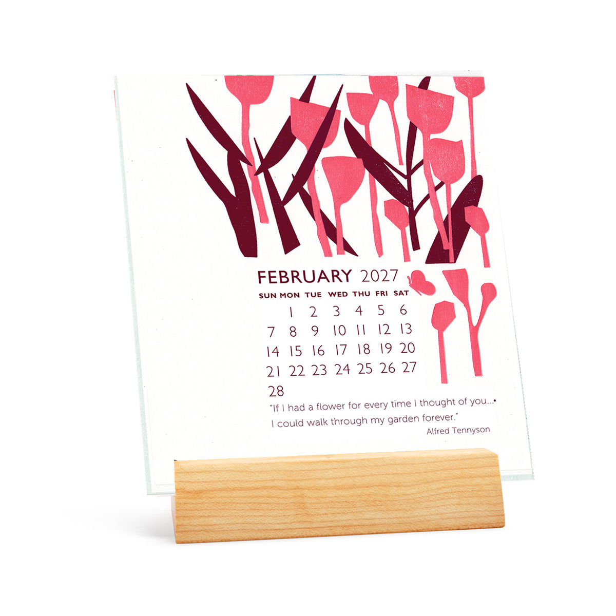 2027 Letterpress & silkscreen calendar with Wood Stand