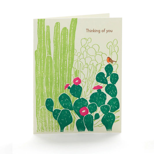 A2-246 Cactus, "Thinking of you" Letterpress Card