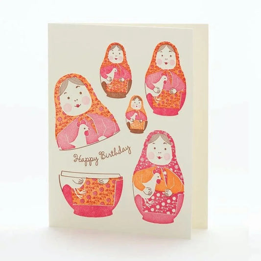 A2-112 Nesting Dolls Happy Birthday Card