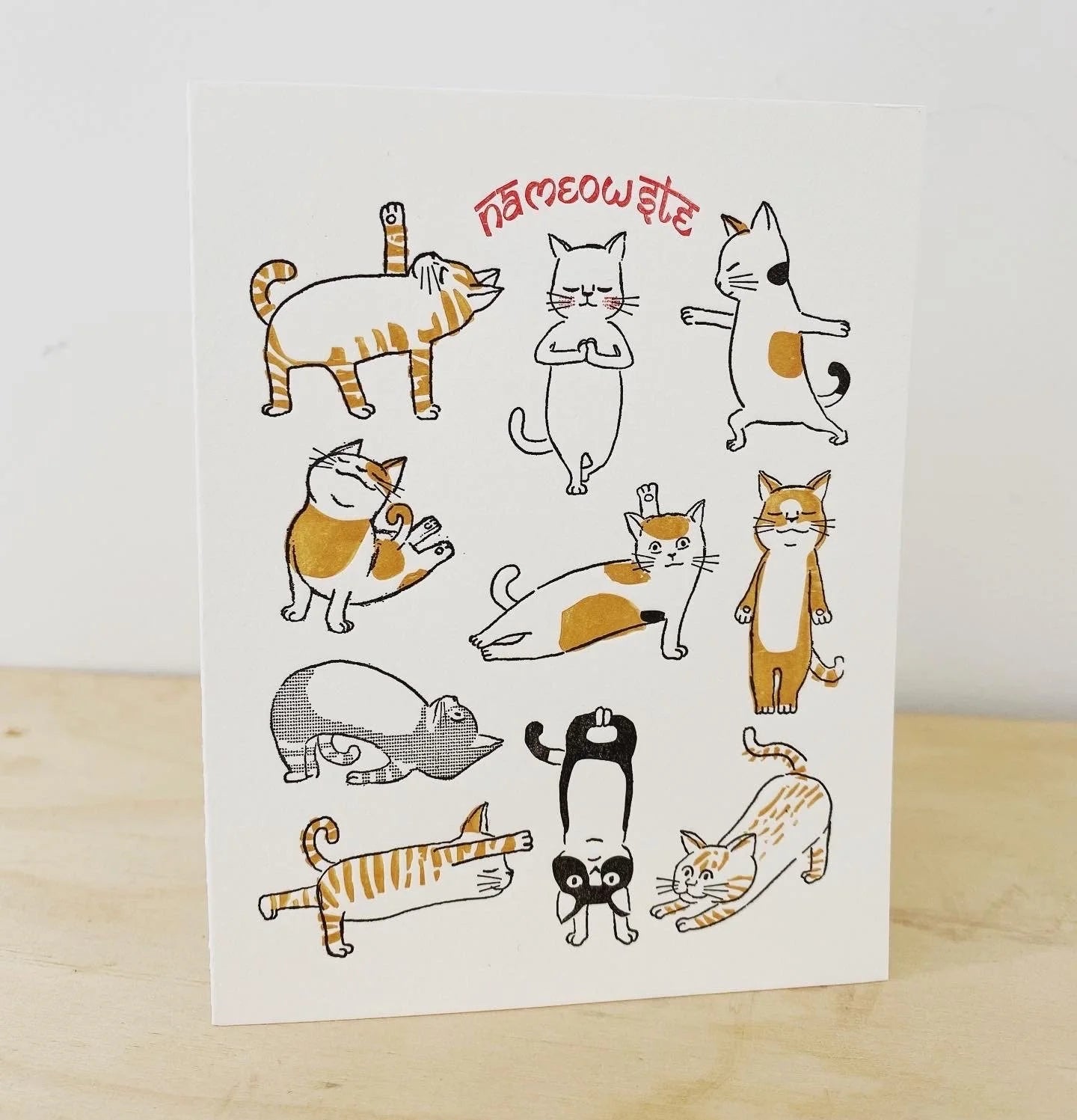 A2-293 "Nameowste"  letterpress card