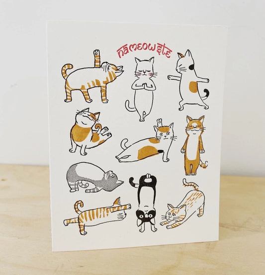 A2-293 "Nameowste"  letterpress card