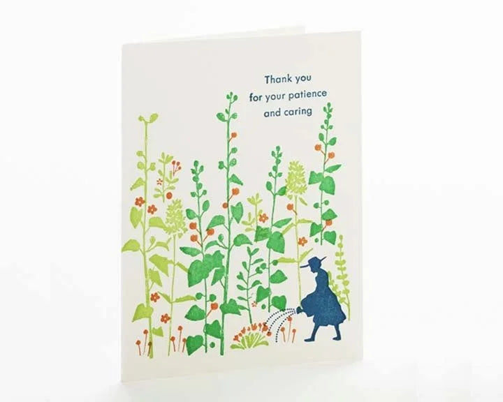 A2-127  "Thanks for your patient & Caring" letterpress card