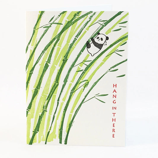 A2-214 Panda " Hang in there"  letterpress card