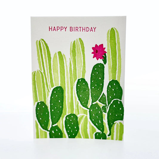 A2-195 - Cactus "Happy Birthday"  letterpress card