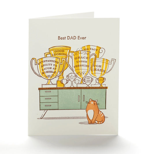 A2-221 Throphy Dad "The Best Dad Ever"  letterpress card