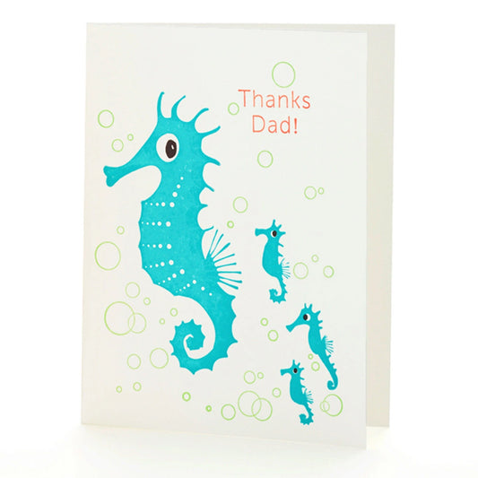 A2-109 Seahorses " Thanks Dad " Letterpress Card