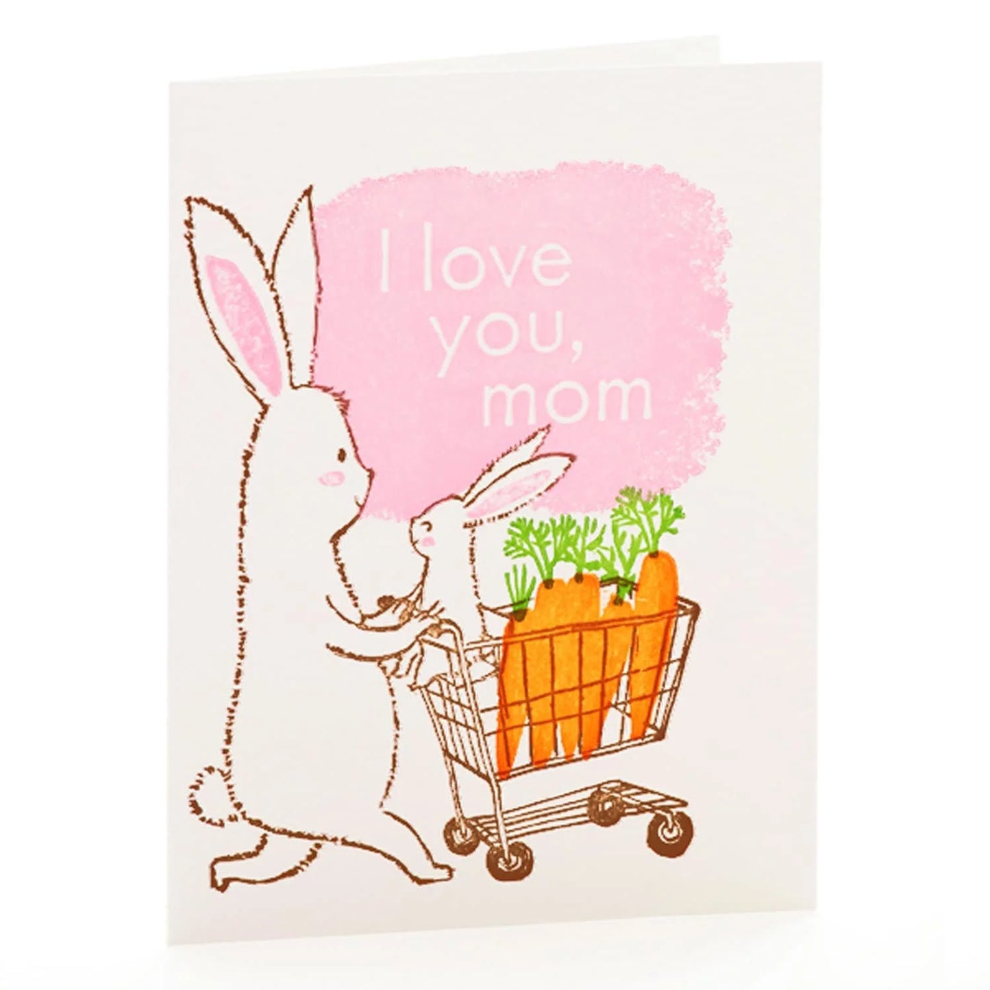 A2-153 Rabbits I love you, Mom letterpress card