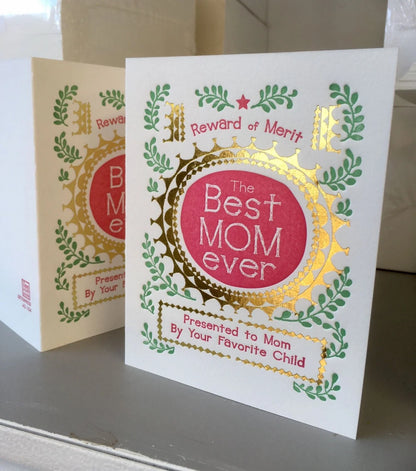 A2-154  Reward of Merit for mom letterpress card