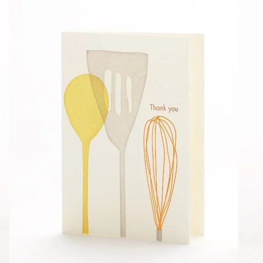 4B-129 Kitchen Utensils, Thank you letterpress notecard set of 6
