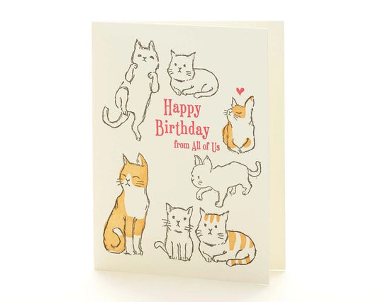 A2-158 - Cats "Happy Birthday from all of us"  note card
