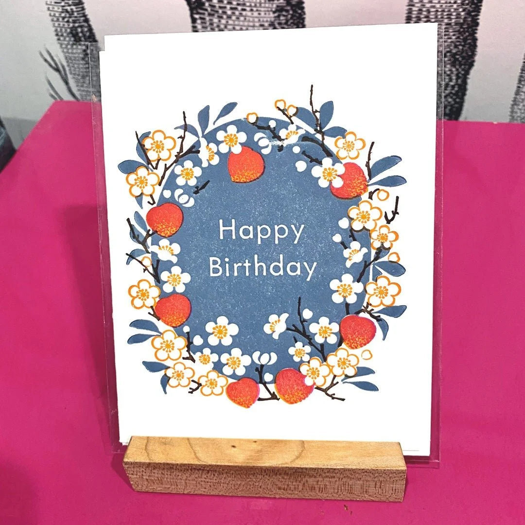 A2-265 - Peach Blossoms "Happy Birthday"  Card
