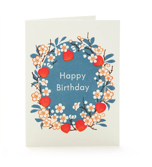 A2-265 - Peach Blossoms "Happy Birthday"  Card