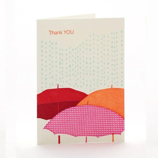 4B-136B Umbrellas, Thank you letterpress card set of 6