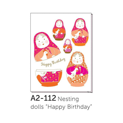 A2-112 Nesting Dolls Happy Birthday Card